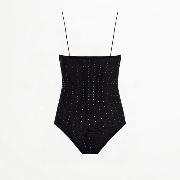 NWT Zara Black Net Bodysuit with Rhinestones | Medium - Picture 7 of 7